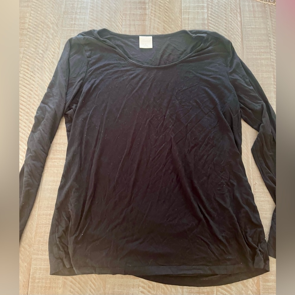 SOMA Cool Nights Black Long Sleeve PJ Top Size small